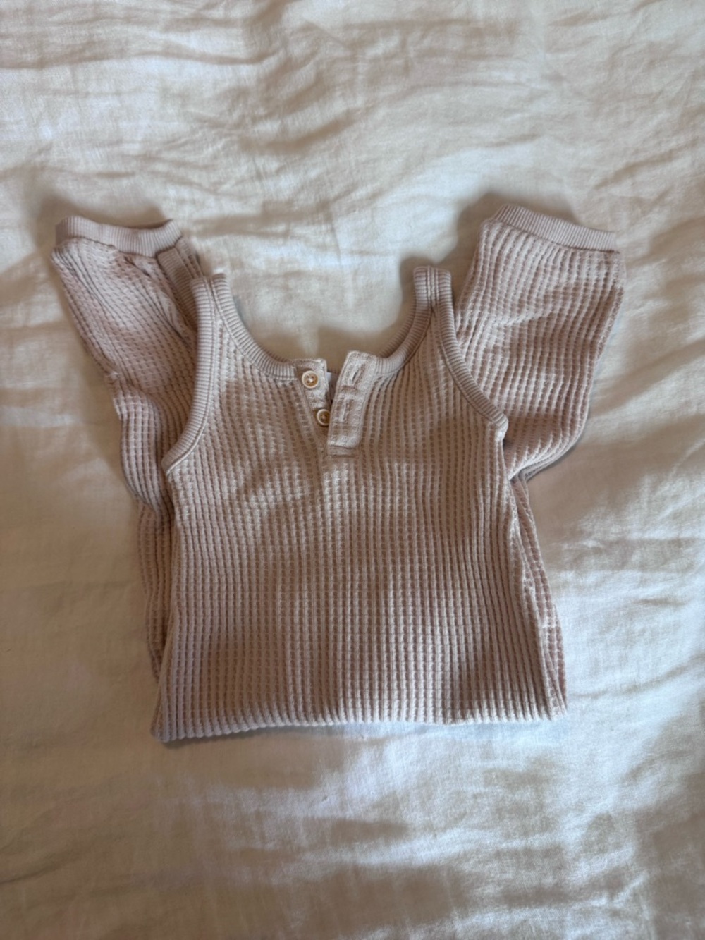 Jamie Kay Ribbed Henley Top in Cream